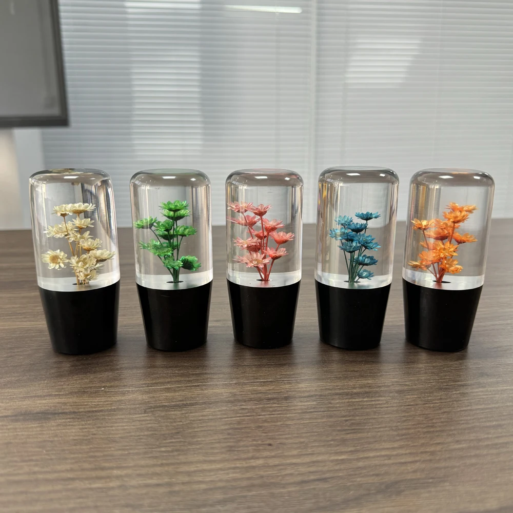 New 10cm Simulation Flower Gear Shift Knob Japanese Style Transparent Acrylic 7 Colors Gear Stick Shifter Knob For Universal