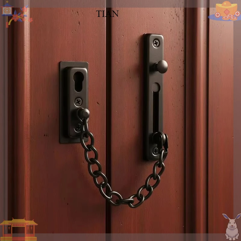 Door Chain with Lock Door Lock Bolt Chain Kids Safety Security Home Latch Buckle Guard Lock Anti-Theft Hotel Hardware Accessorie