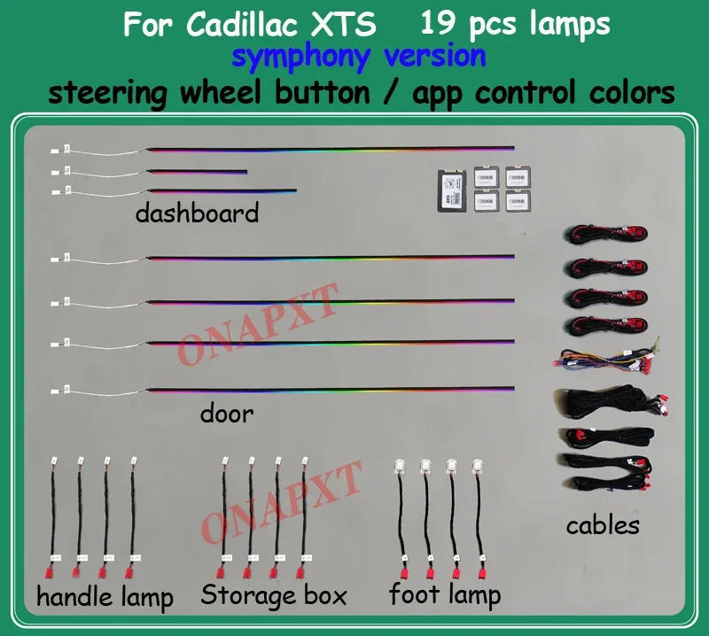 256 Color Ambient Light For Cadillac XTS ATS XT4 XT5 XT6 CT4 CT5 CT6 Car Decorative Dashboard LED Strip Atmosphere Lamp