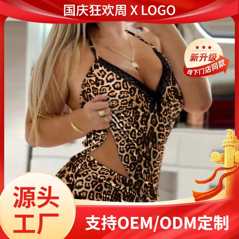Nueva lencería sexy de dos piezas con volantes y tirantes para el hogar, ideal para el comercio transfronterizo europeo y americano, venta al por mayor.