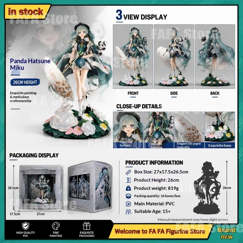 

New Hatsune Miku Anime Pvc Action Figures Statues With Panda Umbrella Desk Decor Two Dimensional Collectible Kawaii Gifts