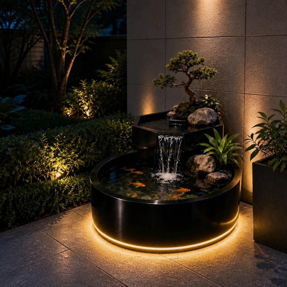 DMJ-JG008Japanese Style Waterscape Bamboo Fountain Garden Rockery Fish Pond Water Feature Courtyard Landscape Ornament