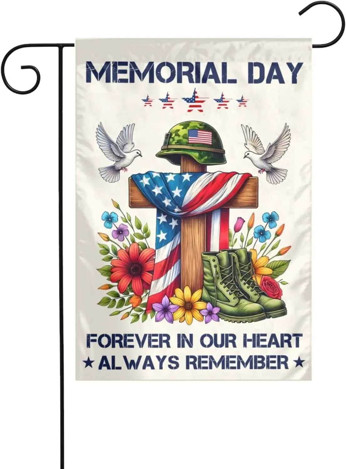 Memorial Day Flag 12x18 Inch Double Sided Always Remember Our Heroes Thank You Flag 4th of July Independence Day Veterans Da EEZ