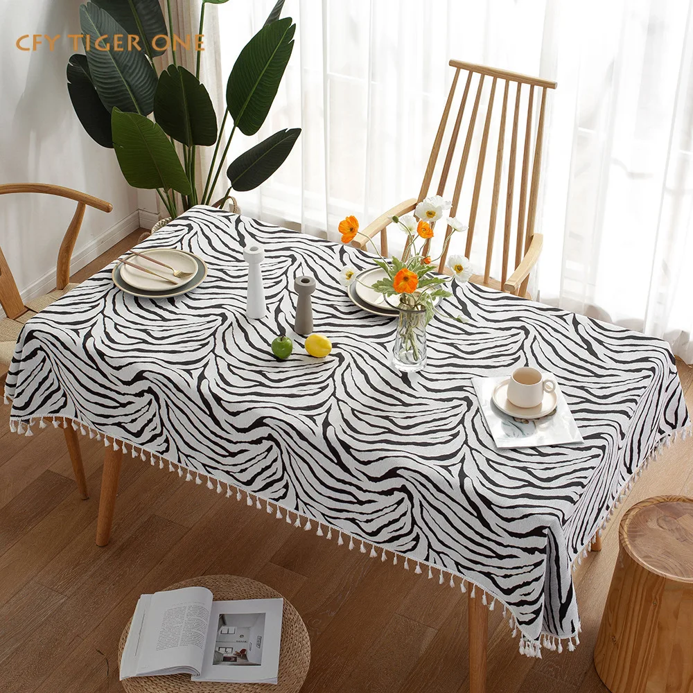 Cotton Linen Nordic Bird Grid Thickened Tablecloth Antifouling Rectangular Tablecloth Resistant Coffee Table Mat Table Cover