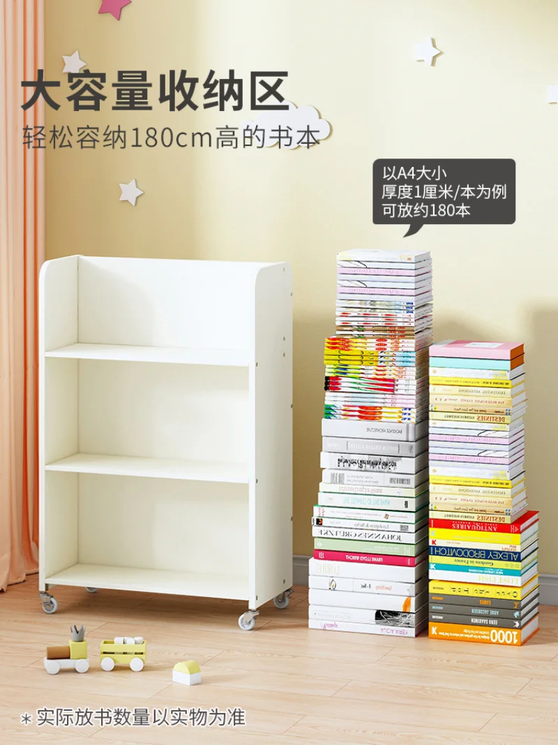 Children\'s Bookshelf Storage with Baby Picture Book Rack Simple Storage Cabinet Mobile Small Bookcase Floor Storage Rack