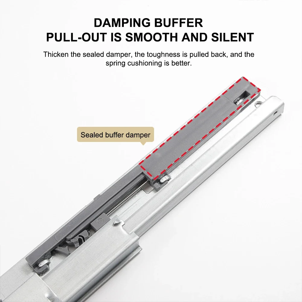 3-Section Drawer Slides,12-22 Inch Soft Close Bottom Mounted Hidden Rail,Silent Buffer Cabinet Sliding Track Furniture Hardware