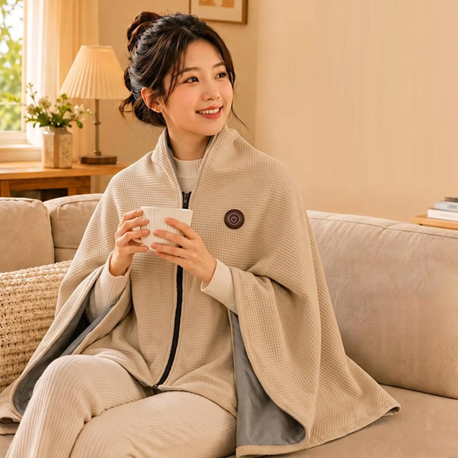 Wearable Heated Blanket Shawl 3 Levels Portable USB Wearable Electric Wraps Small Heated Blanket For Tent Travel Sports Camping