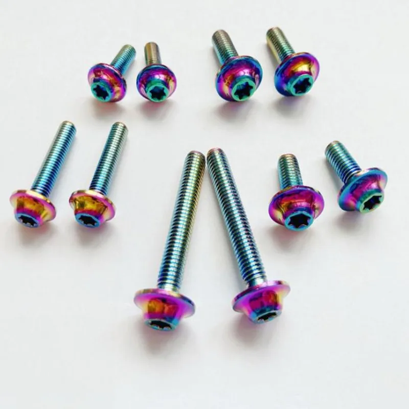 10pcs M5 M6 304 Stainless Steel with titanium burn colourful Torx Flange button head screw  Torx Thick Head Screw for Motor Bike