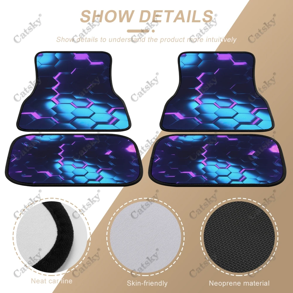 Honeycomb abstract illustration Car Floor Mats Complete Set of 4 Premium Front  Rear Accessories for  Carpet