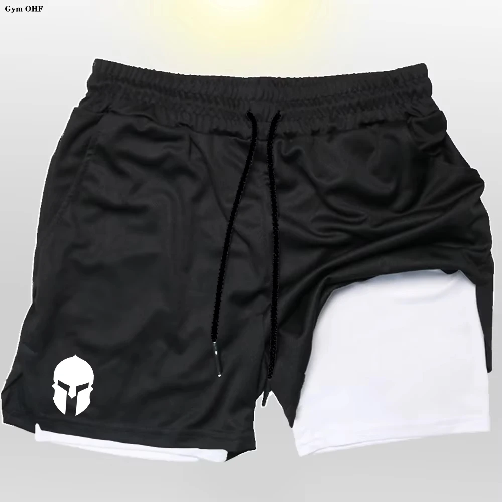 Men Sports Professional Double-layer Shorts Fitness Tight Fitting High Elasticity Quick Drying Sweat Absorption Breathable Pant