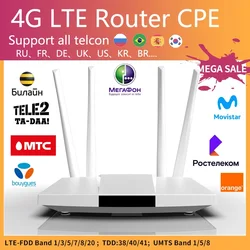 Router 4G LTE WIFI 300 mb/s 4 anteny zewnętrzne wzmacniacz sygnału mocy Hotspot płynne połączenie przewodowe inteligentna karta Micro SIM