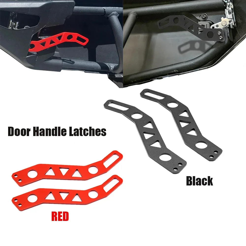 UTV Door Handle Set Red/ Black Left & Right Door Handle Latches Steel for 2017-2024 Can Am Maverick X3 W/ Doors Accessories