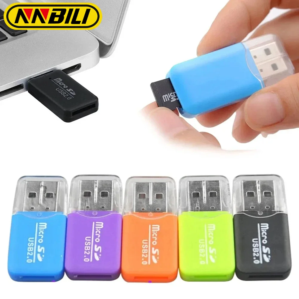 NNBILI Czytnik kart USB micro-SD/TF USB 2.0 Mini Czytnik kart pamięci do telefonów komórkowych Szybki adapter USB do laptopa