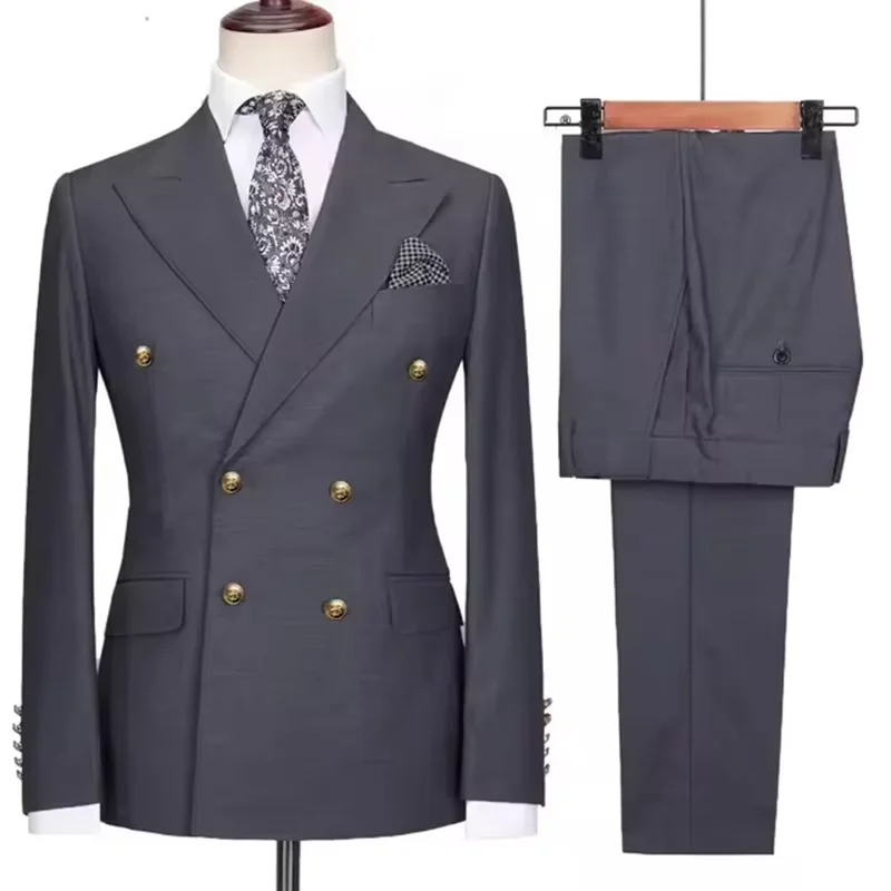 2025 Neuer Herren-Anzug, 2-teilig (Jacke + Hose), zweireihig, schmale Passform, eleganter Anzug, Hochzeit, Bräutigam, Business, Bankett, maßgeschneidert