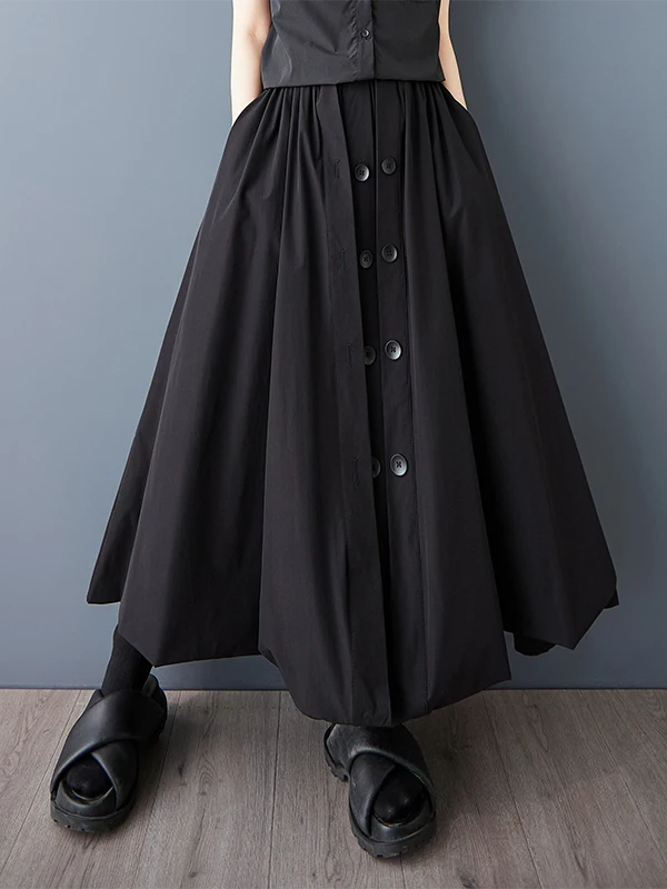 

Summer Women's Loose Wide Leg Pants Skirt Casual High Waist Splice Nine Points Match All Korean Version Label Removed