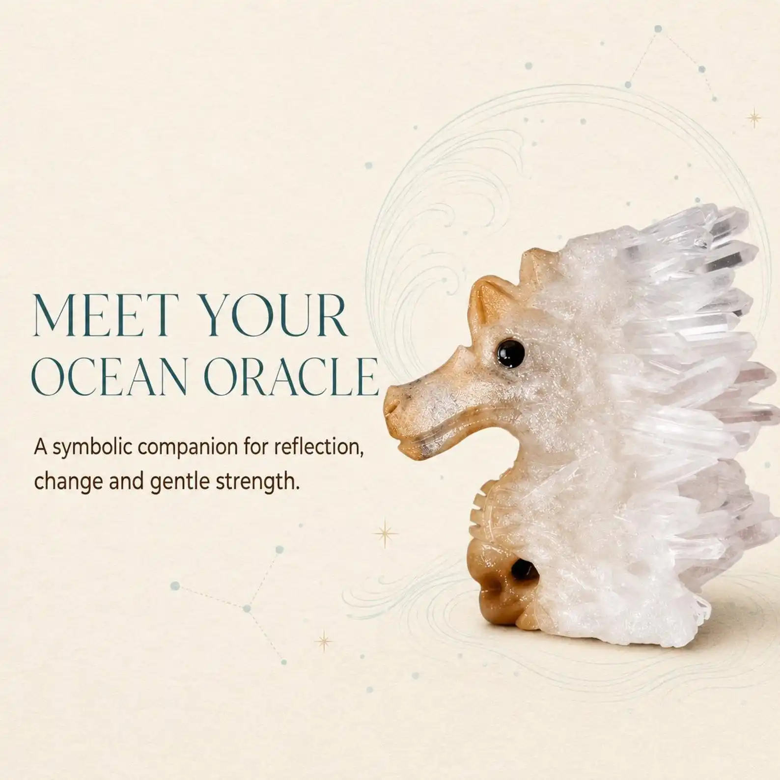 Crystal Seahorse Figurine, Ocean Spirit Animal, Coastal Home Decor, Meditation Altar Gif