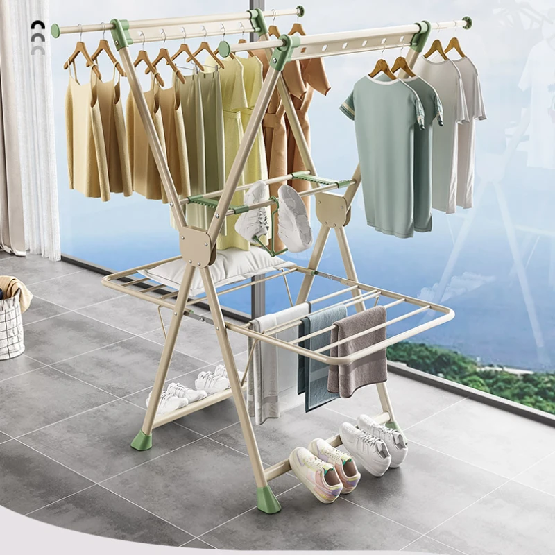 

X-shaped Drying Rack for Versatile Use, Floor-to-Ceiling Drying Rack for Balcony and Bedroom, Lightweight and Durable