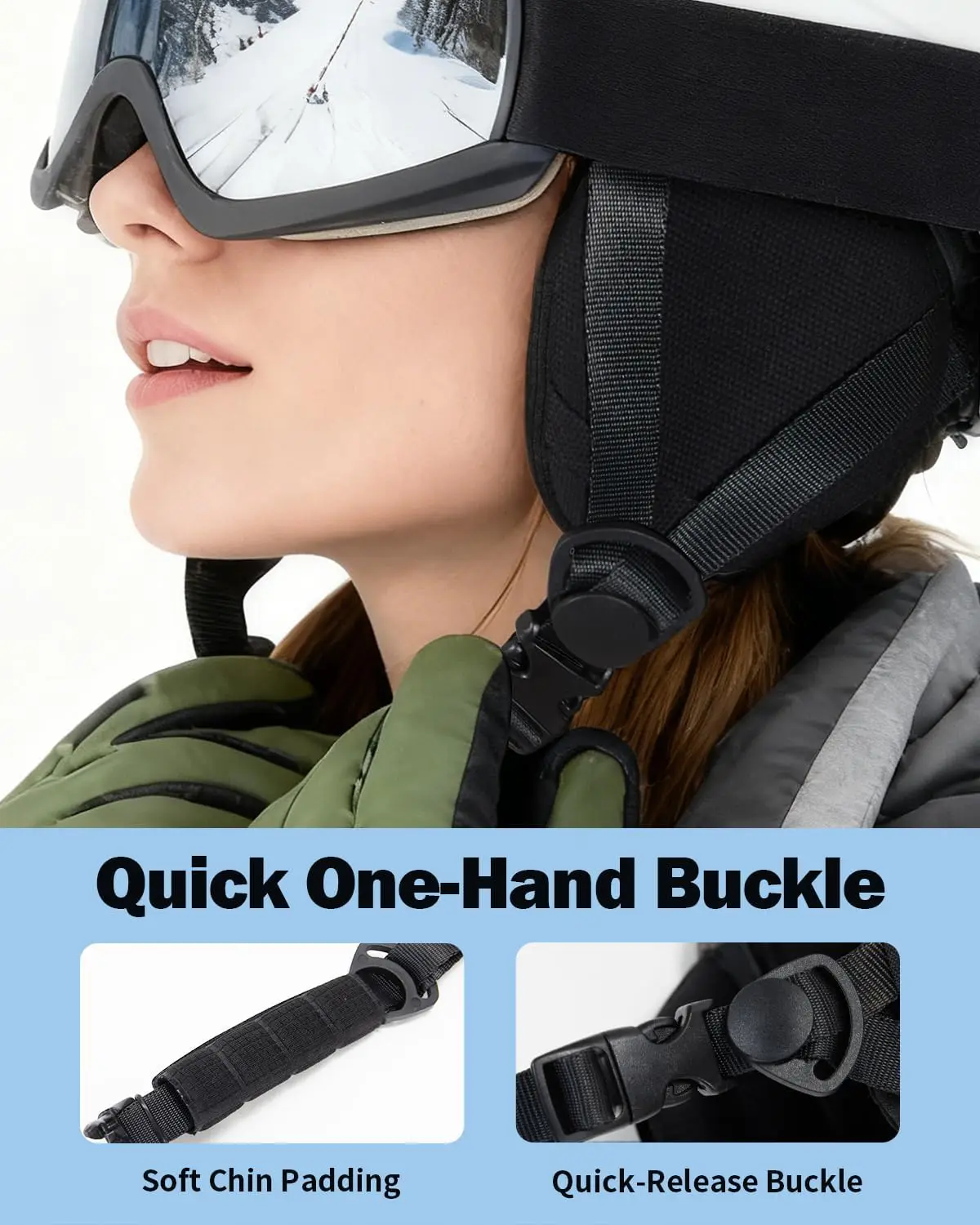 Lightweight Adult Ski Helmet with Goggles Set, Durable PC Shell for Men and Women Snow Sports view 6