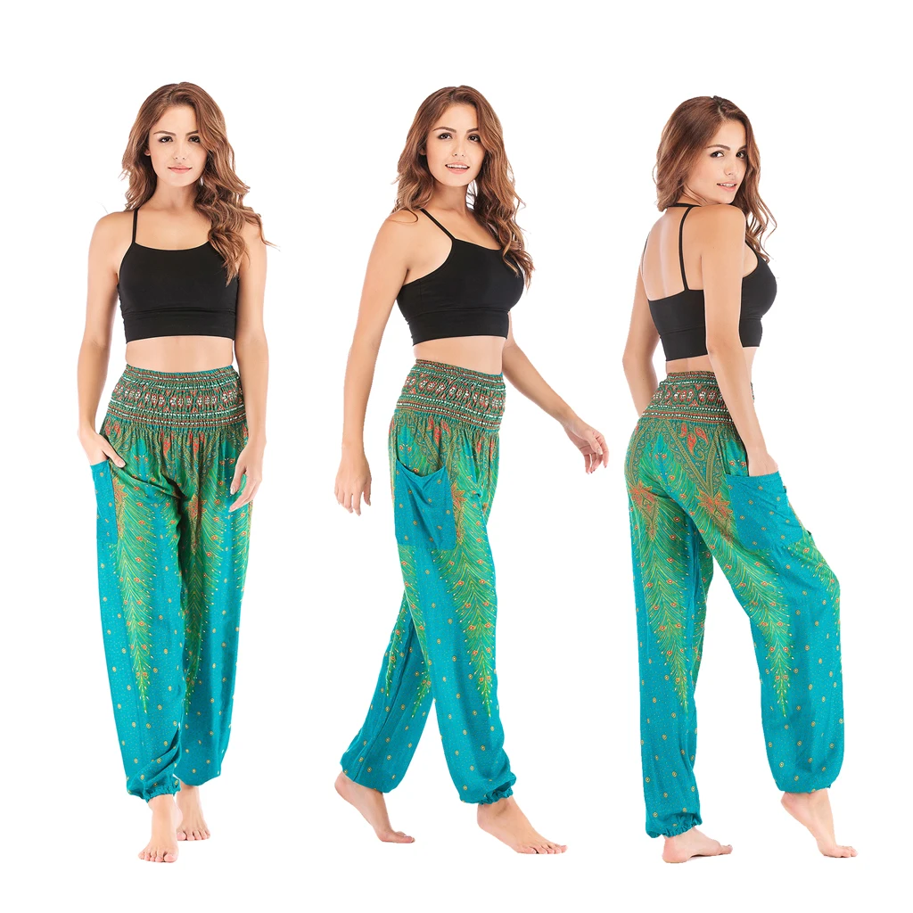 Casual Loose Harem Pants Romper Multicolor Elastic Waist Suit for Women Summer Festivals and Pregnancy Clothing