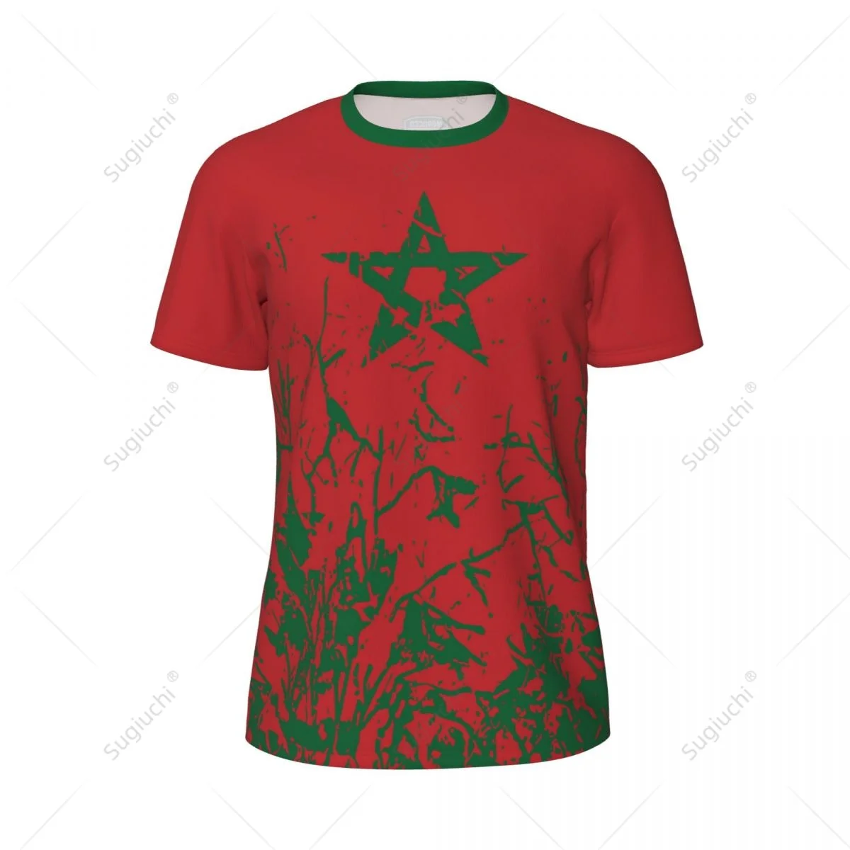 Exclusive design Morocco Flag Grain 3D Printed Men For Running Bike Soccer Tennis Fitness Sports tshirt Mesh Fans Short T-shirt