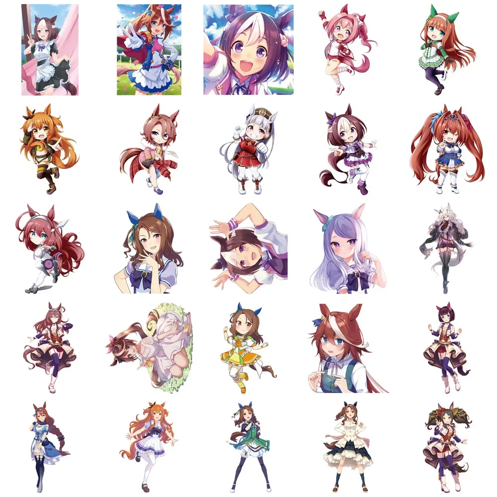 50 قطعة Uma Musume جميلة ديربي لعبة الكتابة على الجدران ملصقات أنيمي فتاة الكرتون ملصق مائي للجيتار الهاتف كأس الغيتار سكيت اللعب