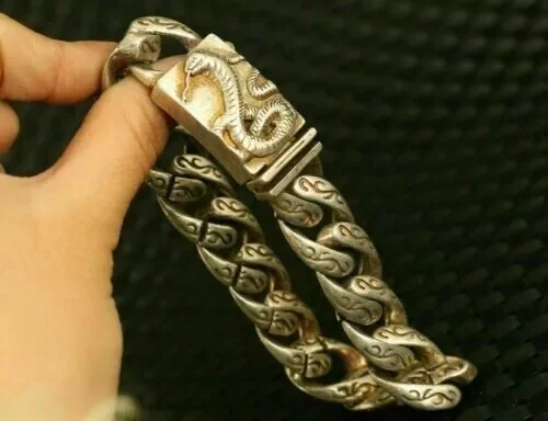 

China national style Tibet Silver Carve dragon head Adjust Bracelet