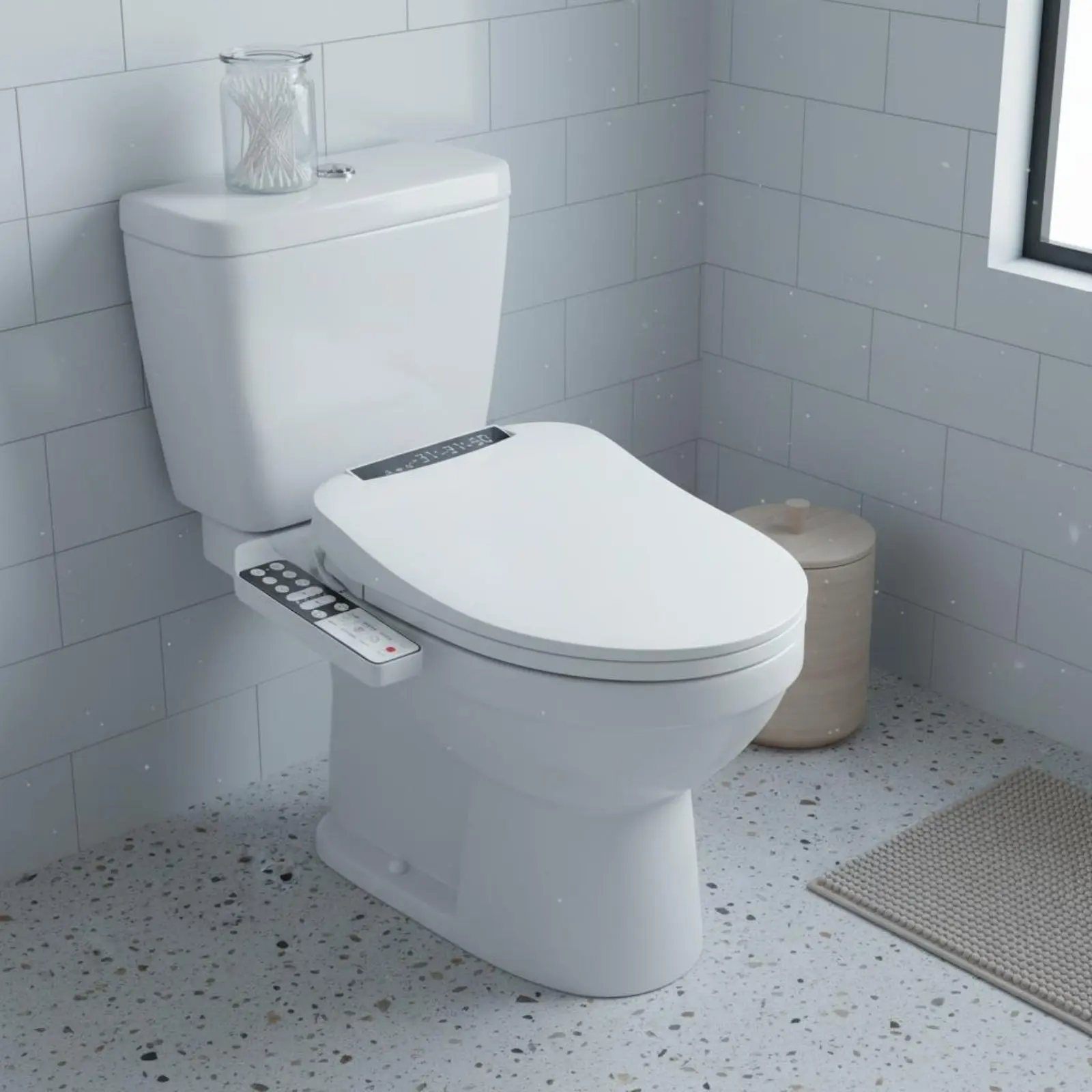 Automatic Bidet Seat Warm Water Cleansing Electric Bidet Seat Bathroom Fixture Adjustable Temperature Auto Night Light view 4