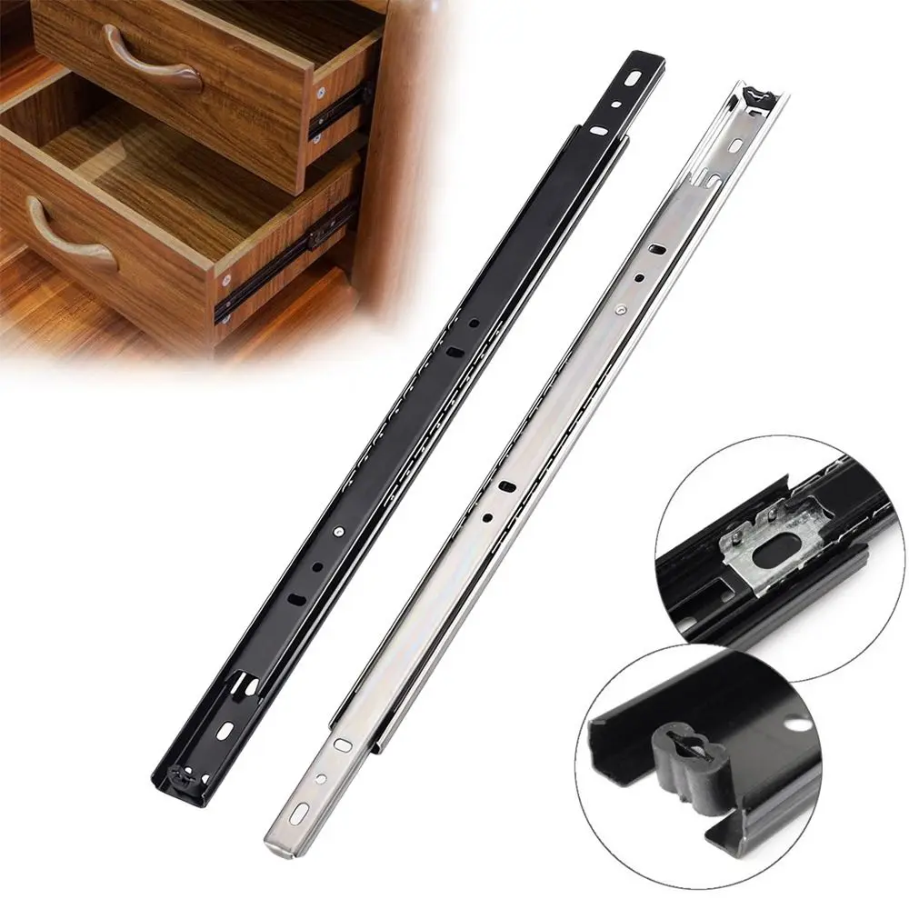 2PCS Smooth Glide Bearing Drawer Slides Two Way Slide 10mm Wide Drawer Glides Full Extension Hardware Accessories