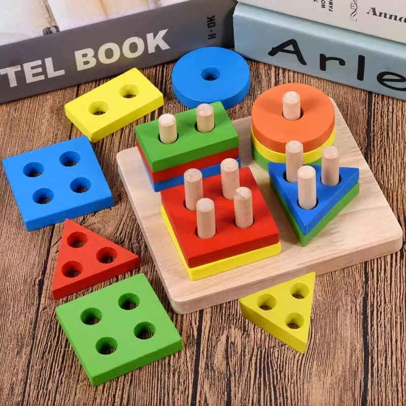 Kids Wooden Toys Intelligence Develop Montessori Toys Stacking Kids 3D Wooden Puzzle Educational Toys For Children New Year Gift