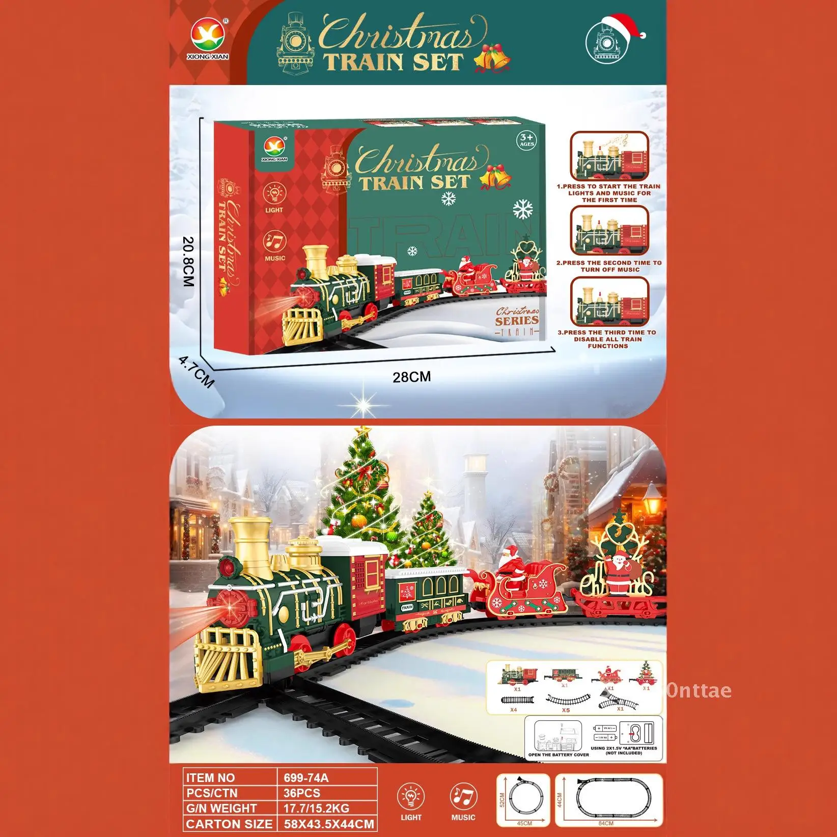 Presentes de Natal trem a vapor ferroviário elétrico pode fumar trem de Natal retrô spray carro