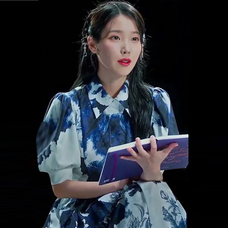 

Women Short Sleeve Turn-Down Collar Dress Single Breasted A-Line Dress