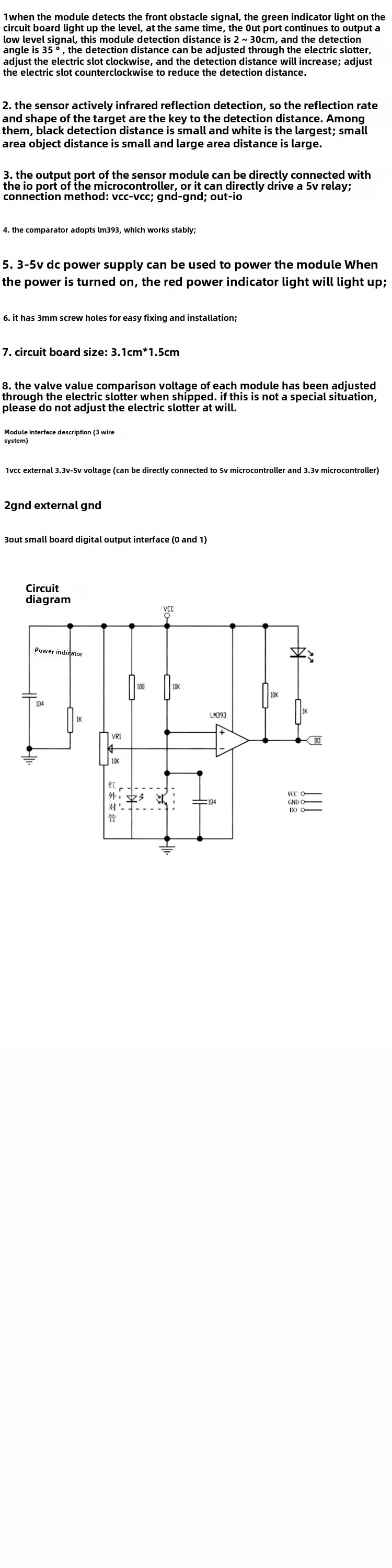 IR Infrarot Hindernis Vermeidung Sensor Modul für Arduino Diy Smart Car Robot Reflektierende Photoelektrische 3PIN – Detail 2