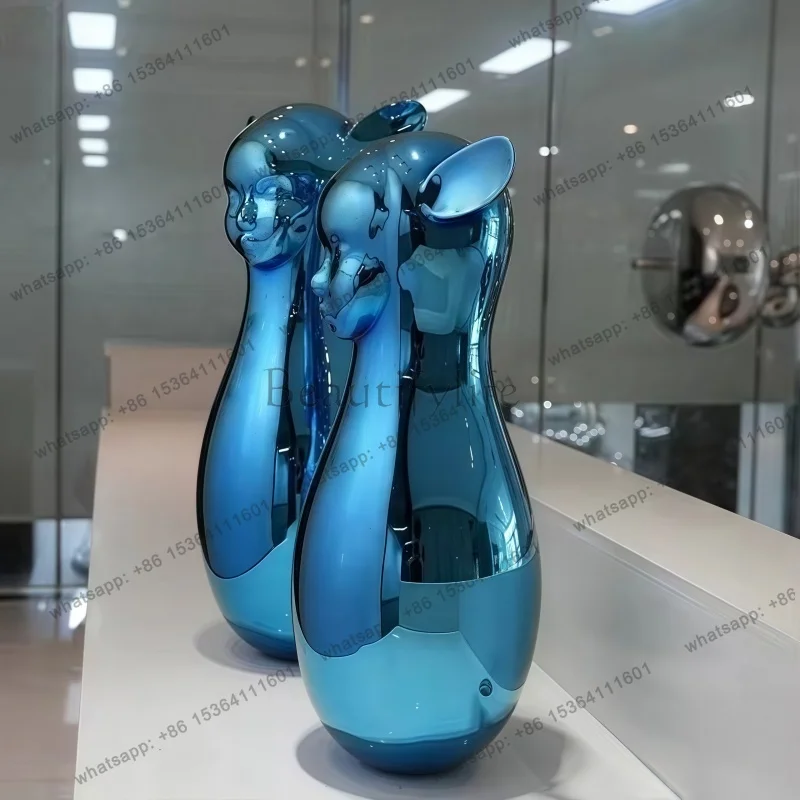 Modern style electroplated blue mirror polished home decoration metal handicrafts, 304, 316 stainless steel sculptures