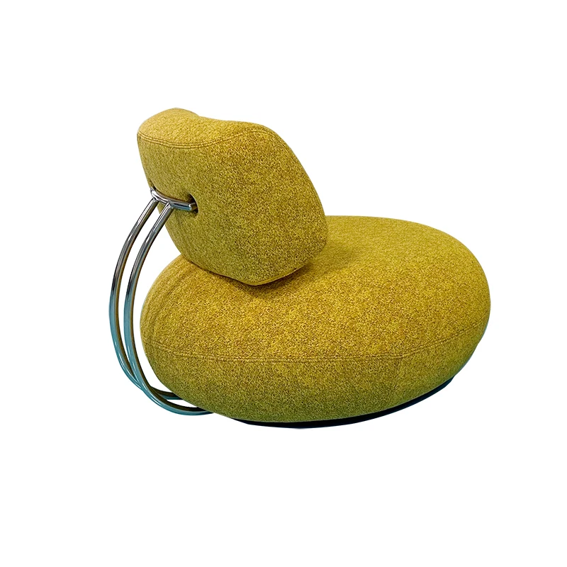 Lazy Design Modern Luxury Chair Home Fabric Swivel Chair Armless Round Living Room Backrest 360 Degree Rotating Leisure Chair
