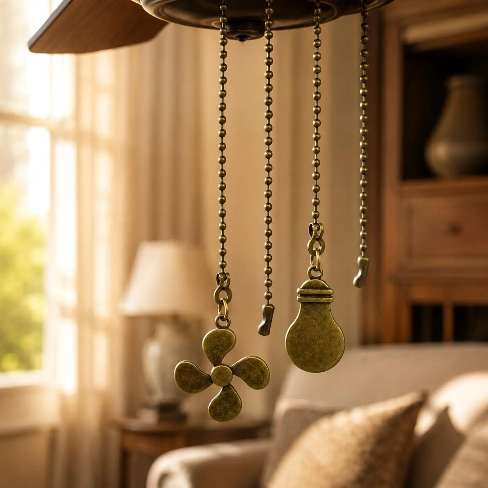 Alloy Ceiling Fan Pull Chain with Decorative Fan Pendant for Easy Speed Control