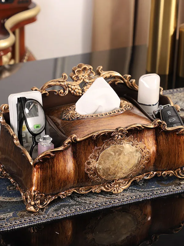 Multifunctional tissue box storage luxury household napkin pumping paper box new Chinese living room coffee table