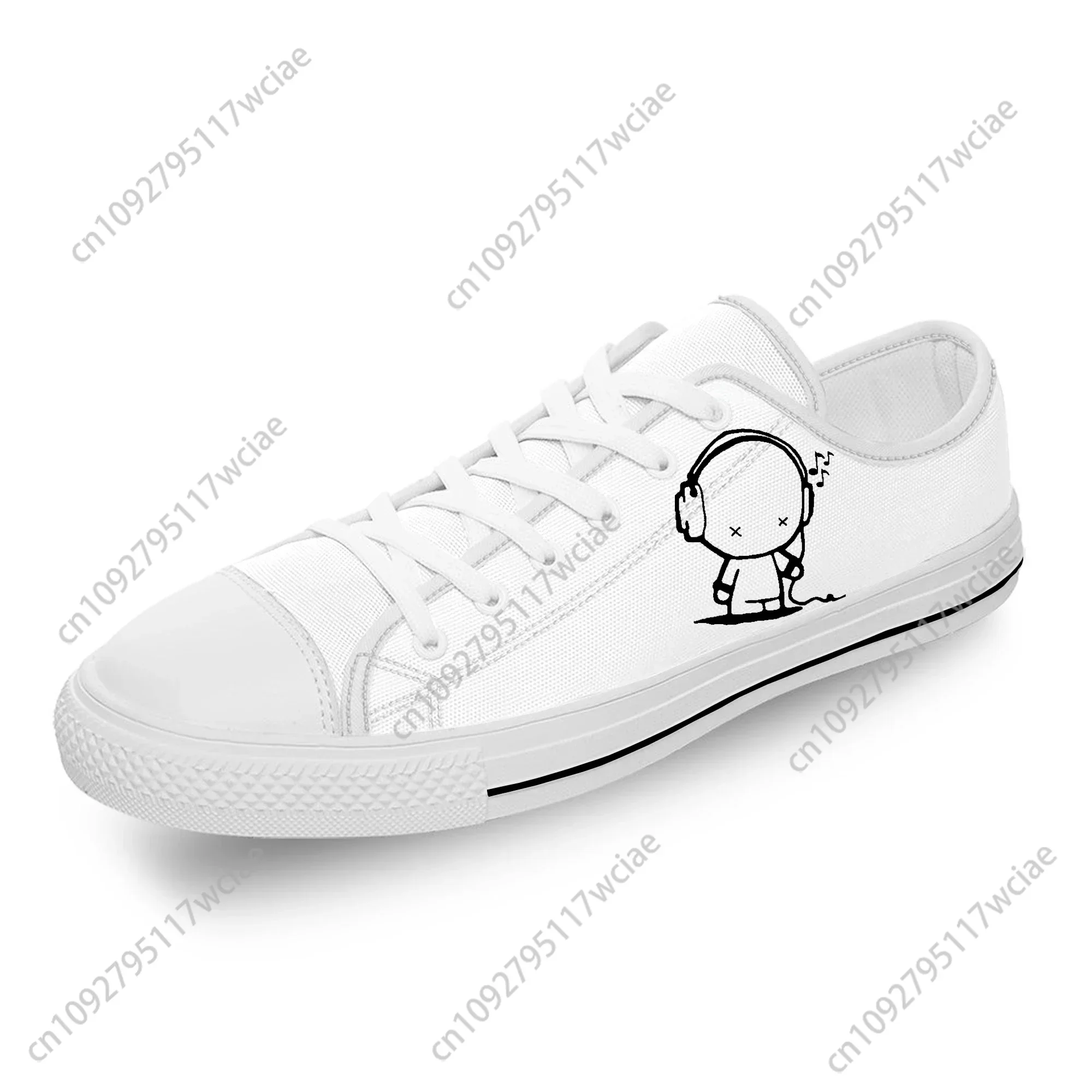 

Headset Cartoon Music Rock Cool White Cloth Fashion 3D Print Low Top Canvas Shoes Men Women Lightweight Breathable Sneakers