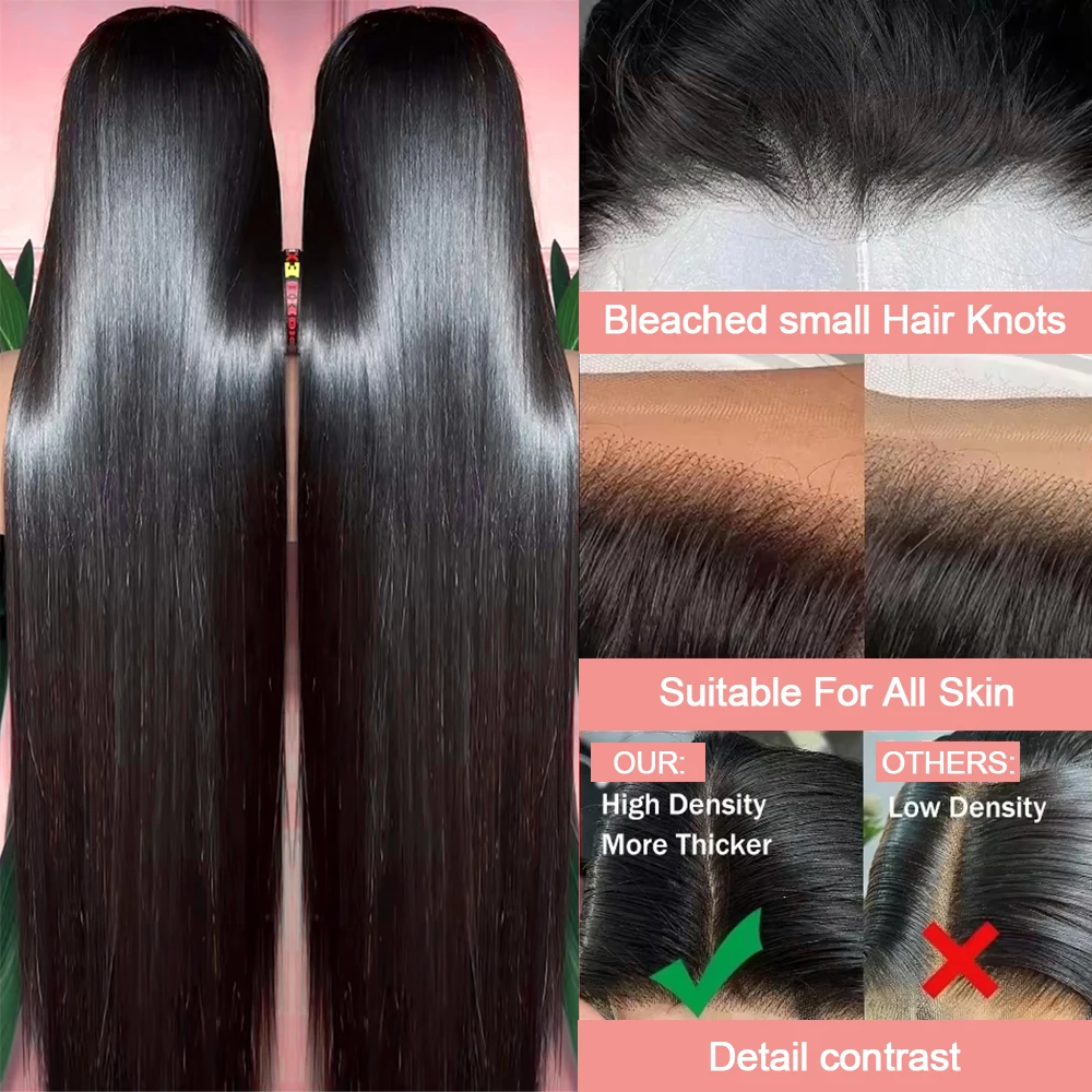 High-quality Vietnamese 250 Density 13x4 13x6 HD Lace Front Human Hair Wigs 30 40 Inch Bone Straight Human Hair Wigs Natural Pre Plucked Transparent Lace Frontal Wigs Pre Cut Glueless 5x5 Closure Wig Human Hair For Women