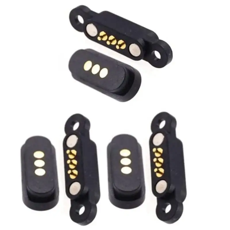 (Flash Sale) 9 Pairs Spring Loaded Magnetic Pogo Pin Connector 3 Positions Magnets Pitch 2.3MM 3P Through Holes Male Female Prob
