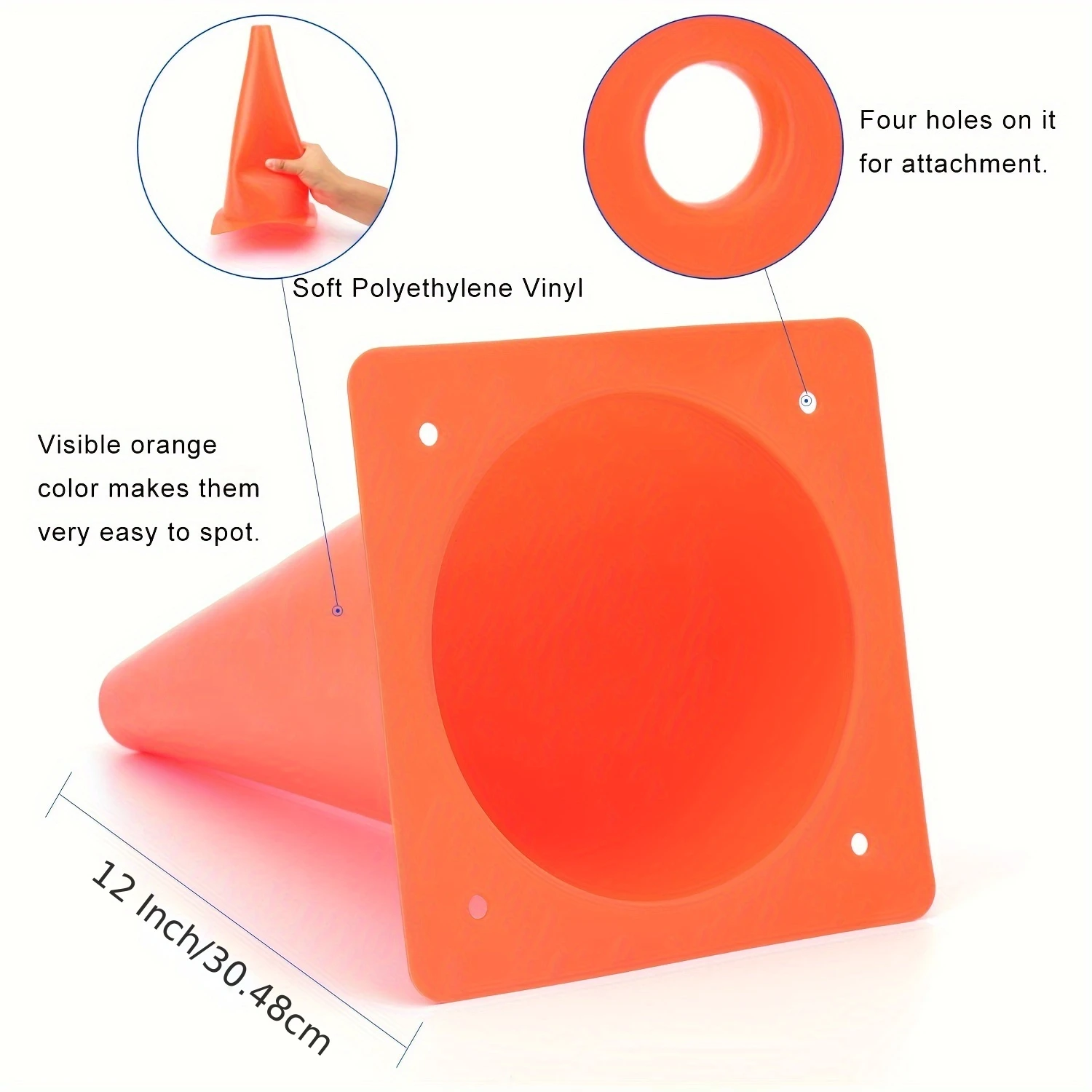 Cones de treinamento de tráfego de plástico, durável, laranja e verde, 12 peças, 12 unidades, para futebol, basquete, brocas de futebol, cones de estacionamento de segurança