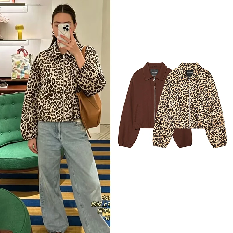Autumn New Women's Jackets 2026 Fashion Leopard Print Loose Warm Autumn Coats Blouse Chic Women's Street Youth Outerwear Coats