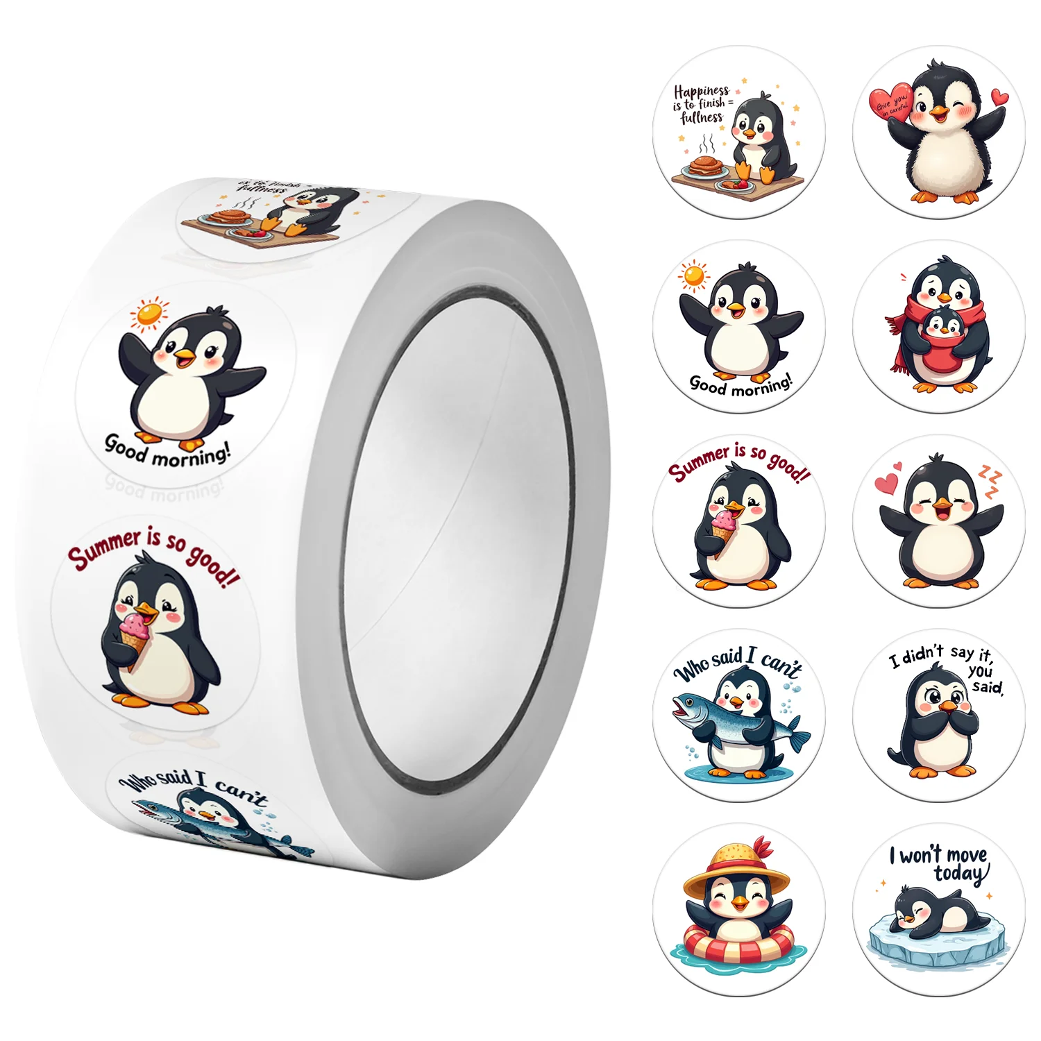 1 rollo (500 uds) pegatinas bonitas de pingüinos 2,5 cm/1,0 ''10 diseños calcomanías Diy adornos regalos embalaje decoración del hogar etiquetas de sellado