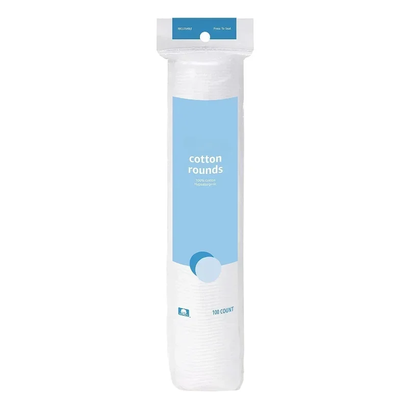 Hypoallergenic 100% Cotton Rounds for Makeup Removal and Skincare, 100 Count, 1 Pack