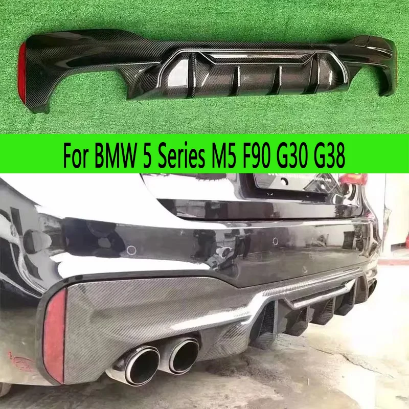 For BMW 5 Series M5 F90 G30 G38 M Sports Carbon Fiber Car Rear Bumper Diffuser Rear Splitters Spoiler Back Lip Body Kit