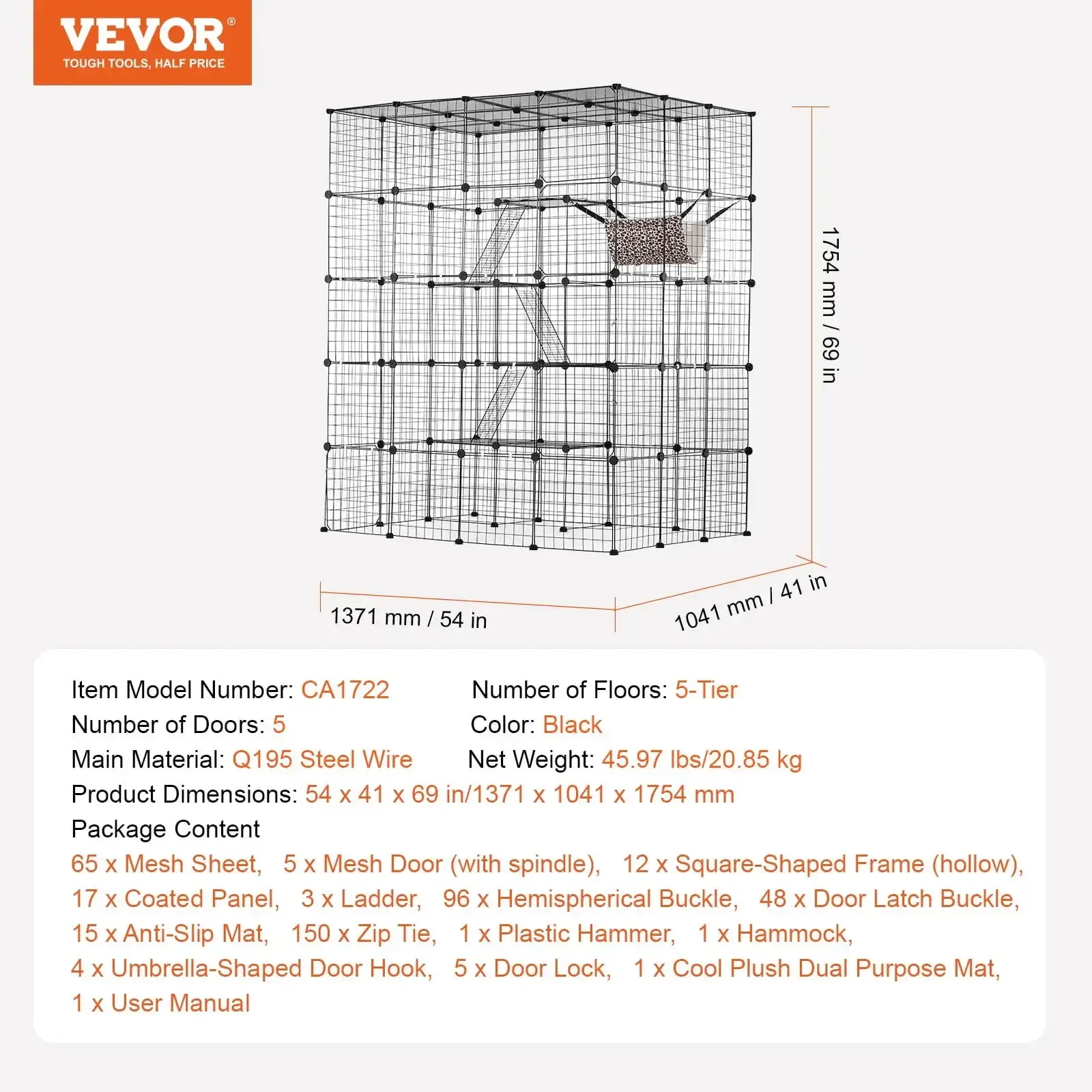 Large 4-tier Cat Cage 54 x 41 x 69