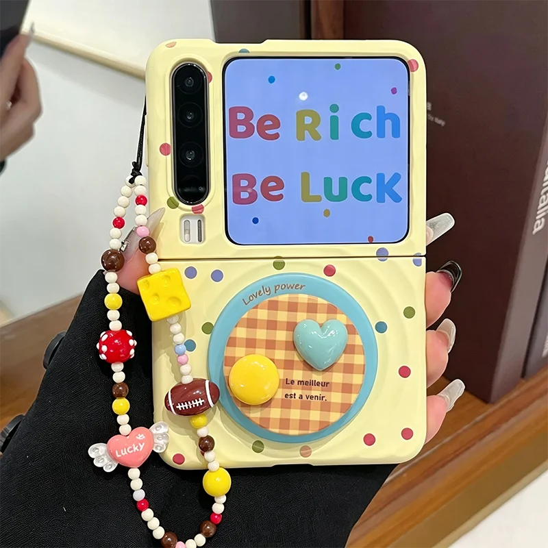 For Xiaomi Mix Flip Case Cute Magnetic Phone Case For Xiaomi Mix Flip 2 Colorful Polka Dot 3D Stand Holder & Beaded Hand Strap