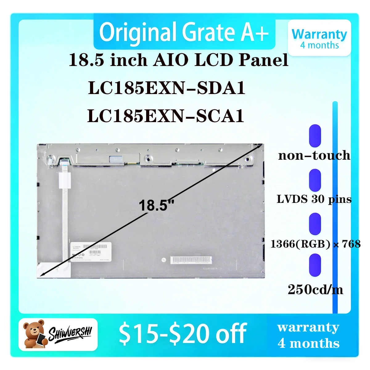 

18.5 inch Wholesale Original New LCD 18.5 Inch Panel Display Monitor LC185EXN-SDA1 LC185EXN-SCA1