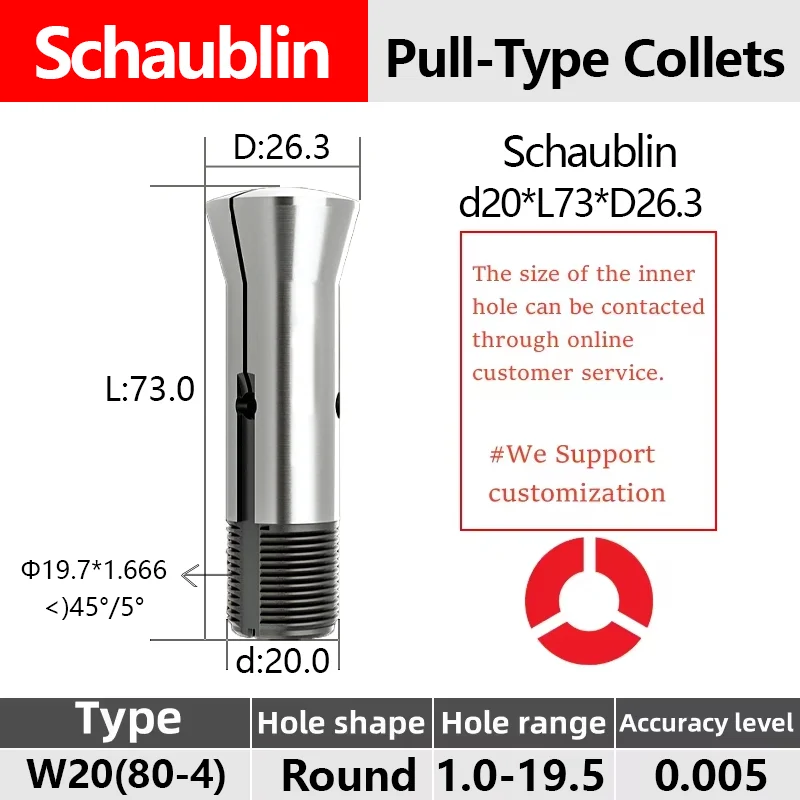 Stuka Collet for Schaublin W20 80-92744 High Precision CNC Machine 5 Axis Grinder Collet Swiss Chuck