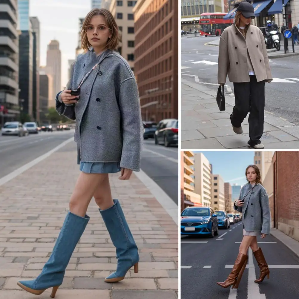 Chaqueta holgada de manga larga para mujer, cárdigan grueso de doble botonadura, abrigo de otoño e invierno