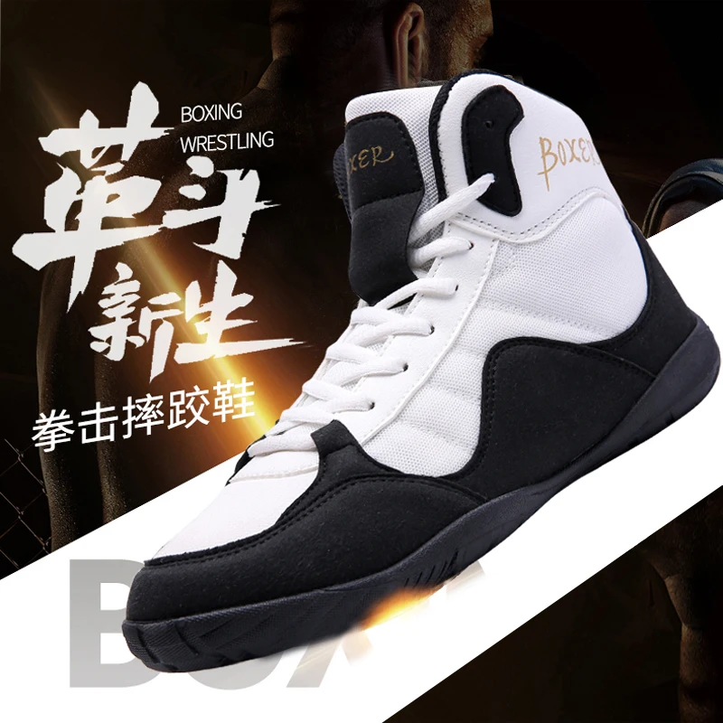 

2025 New Men Wrestling Boots Red White Boxing Shoes for Mens Designer Fighting Shoe Big Boy Comfortable Gym Training Shoes